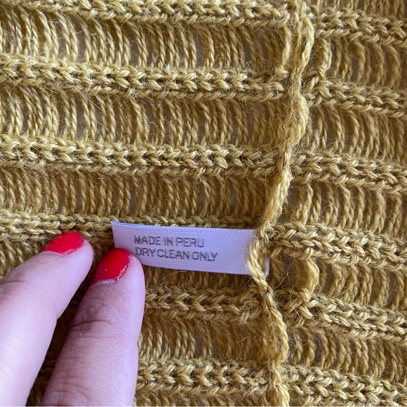 Baby Alpaca Yellow Lemon Knit Fringe Cardigan Sweater S - Picture 6 of 8